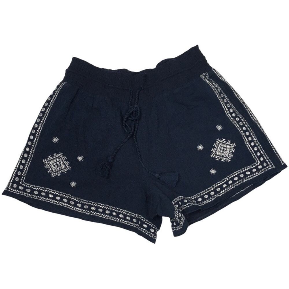 J. Crew Factory Shorts Gauze Drawstring Blue White‎ Embroidered Women's 0 NEW